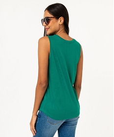 debardeur col v brillant en maille fluide femme vert debardeursE950801_3