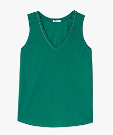 debardeur col v brillant en maille fluide femme vert debardeursE950801_4