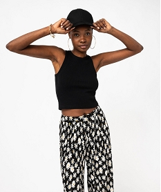 GEMO Débardeur moulant et crop en maille côtelée femme noir standard