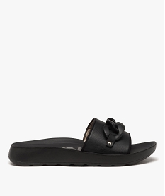 GEMO Mules de piscine femme unies avec chaîne fantaisie - Inblu noir standard