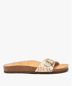 GEMO Mules femme plates à bride à boucle fantaisie à paillettes dore