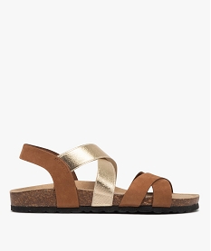 GEMO Sandales femme casual à brides élastiques effet métallisé croisées Brun