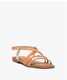 sandales femme a talon plat et brides a lisere dore orange sandales plates et nu-piedsE954601_2