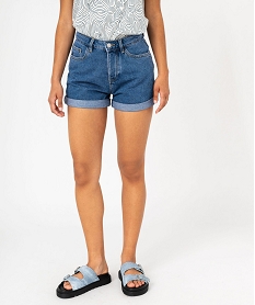 GEMO Short en jean ample à revers femme Bleu