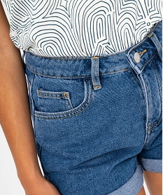 short en jean ample a revers femme gris shortsE955401_2