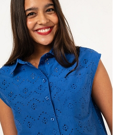 chemise sans manches en broderie anglaise femme bleu chemisiersE955501_2