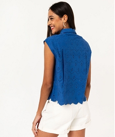 chemise sans manches en broderie anglaise femme bleu chemisiersE955501_3