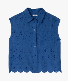 chemise sans manches en broderie anglaise femme bleu chemisiersE955501_4