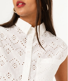 chemise sans manches en broderie anglaise femme beige chemisiersE955601_2