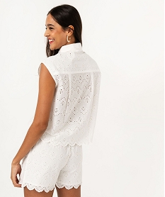 chemise sans manches en broderie anglaise femme beige chemisiersE955601_3
