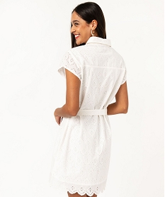 robe chemise manches courtes en broderie anglaise femme beige robes chemisesE955701_3