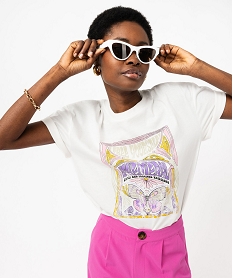 tee-shirt a manches courtes avec motif hippie femme beige t-shirts manches courtesE955901_1