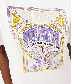 tee-shirt a manches courtes avec motif hippie femme beige t-shirts manches courtesE955901_2