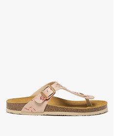 GEMO Mules femme à talon plat avec bride entre-doigts à motifs scintillants rose standard