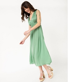 GEMO Robe longue sans manches taille empire et col V femme Vert