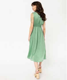 robe longue sans manches taille empire et col v femme vertE973601_3