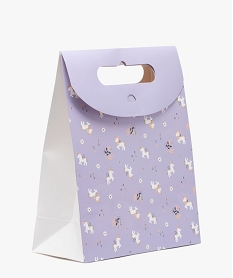 GEMO Sac cadeau à rabat avec poignée intégrée motif licorne Violet