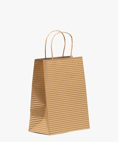 GEMO Sac cadeau en papier à rayures dorées marron standard