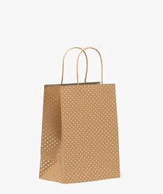GEMO Sac cadeau en papier à pois dorés marron standard