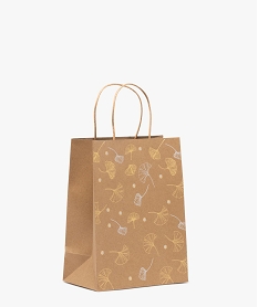 GEMO Sac cadeau en papier motif feuilles de ginko marron standard