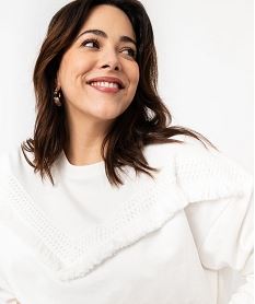 sweat avec bande brodee et pompons femme grande taille beige sweatsE977301_2