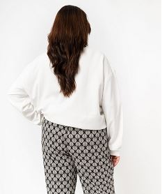 sweat avec bande brodee et pompons femme grande taille beige sweatsE977301_3