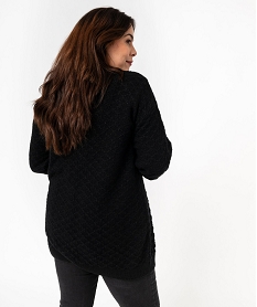 gilet long porte ouvert en maille pailletee femme grande taille noir pulls et giletsE979901_3