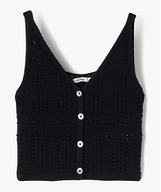 GEMO Débardeur court en maille ajourée fille noir standard