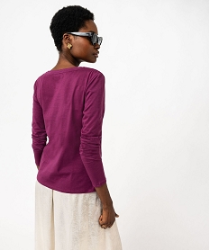 tee-shirt a manches longues avec motif en relief femme violet t-shirts manches longuesE984901_3