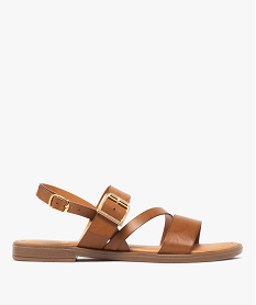 GEMO Sandales femme plates casual avec deux boucles et à brides unies Brun