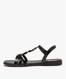 sandales femme unies a talon plat avec bride centrale tressee noir sandales plates et nu-piedsE985201_3