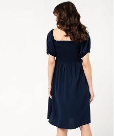 robe de grossesse a manches courtes avec buste smocke bleuE986101_3
