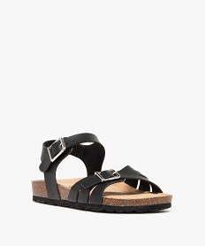 sandales femme unies avec brides a boucle casual noir standard sandales plates et nu-piedsE987301_2