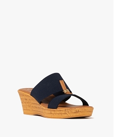 mules femme a talon compense et brides elastiques avec detail fantaisie bleu sandales a talonE988001_2