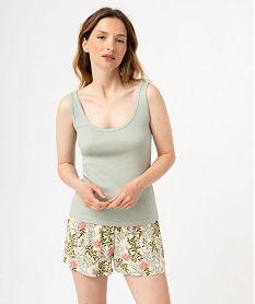 GEMO Débardeur lingerie en maille côtelée femme vert standard