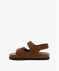 sandales garcon unies en cuir suede avec deux brides scratch marron chineE988801_3