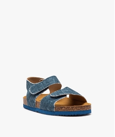 sandales garcon a brides scratch unies bleu standardE989101_2