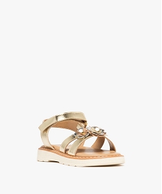 sandales fille a scratch avec brides a fleurs tridimensionnelles doreE989401_2