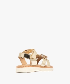sandales fille a scratch avec brides a fleurs tridimensionnelles doreE989401_4