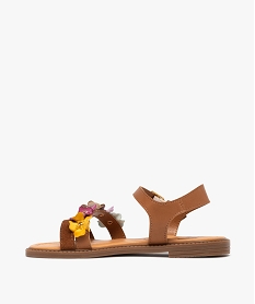 sandales fille avec brides en cuir avec fleurs fantaisie - taneo brunE990001_3