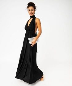 robe de soiree drapee multipositions femme noir robesE990501_2