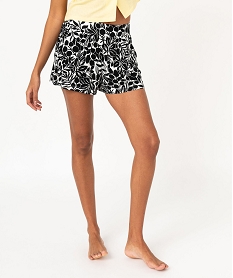 short de pyjama femme ample a motifs noir bas de pyjamaE991001_1