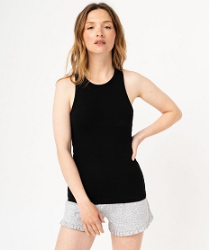 GEMO Débardeur lingerie en maille côtelée femme noir standard