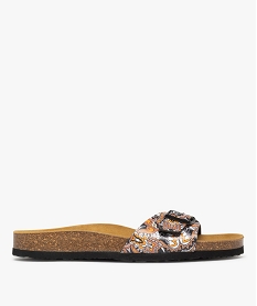 GEMO Mules femme à talon plat avec bride ajustable à motifs noir standard