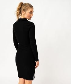 robe en maille cotelee a manches longues et col zippe femme noir robesE991501_3