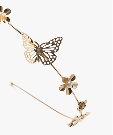 serre-tete metallique avec fleurs et papillons fille doreE993101_2