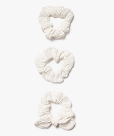 chouchou pour les cheveux en gaze de coton fille (lot de 3) blanc standard autres accessoires filleE995201_3