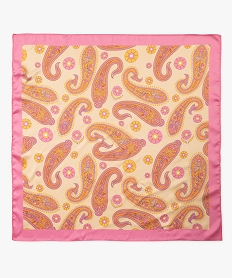 GEMO Foulard carré en matière satinée à motif cachemire femme Rose