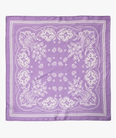 GEMO Foulard carré en satin imprimé petit format femme violet standard