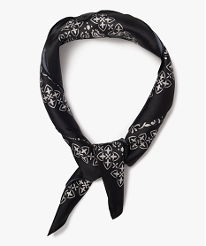 foulard carre imprime en matiere satinee femme noirE999201_3